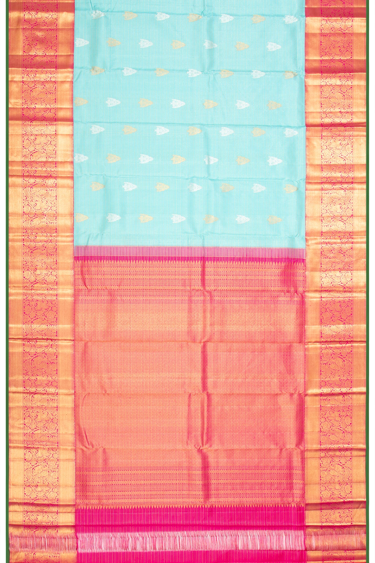 Kanchipuram Silk Checks And Butta Sky Blue Saree