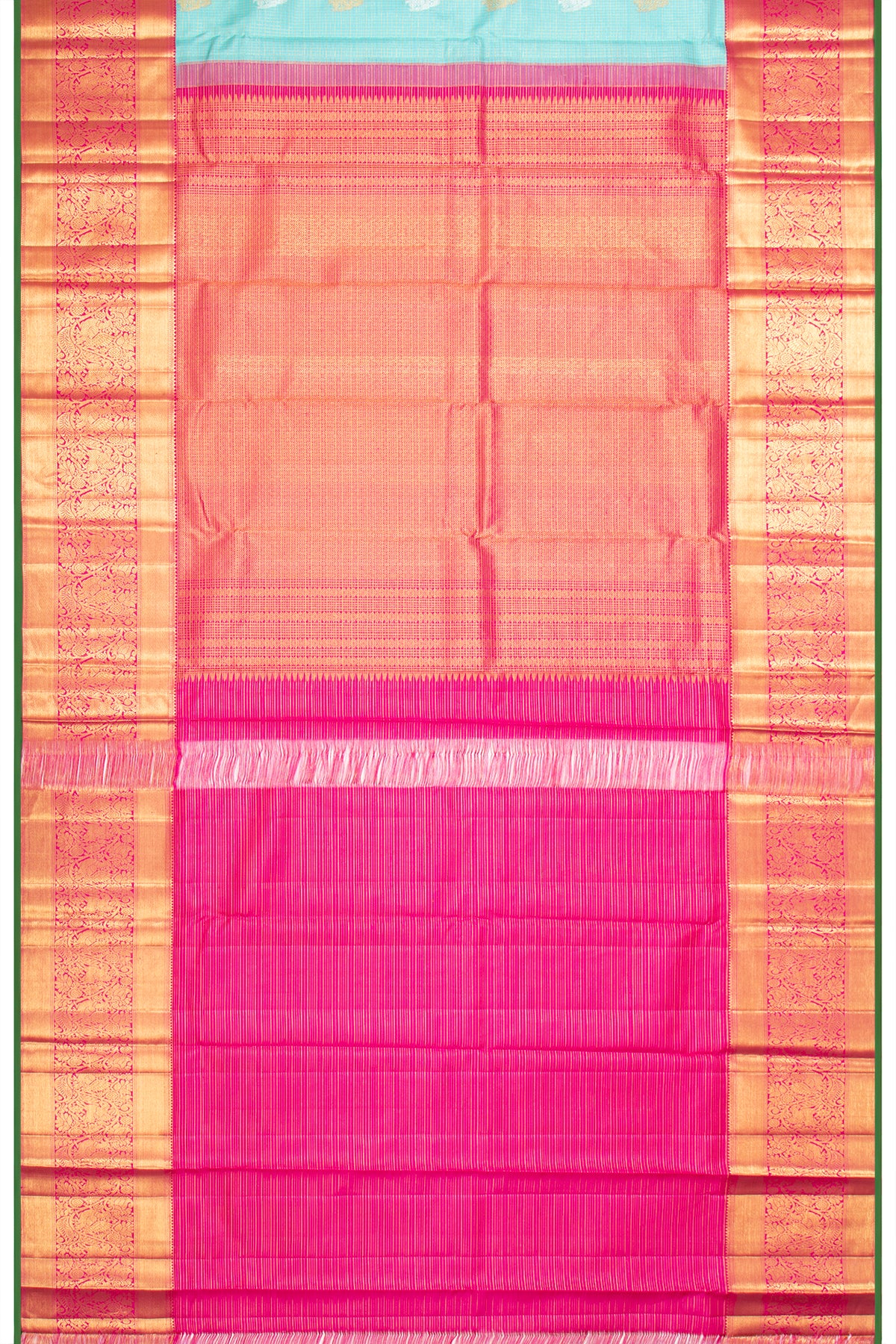Kanchipuram Silk Checks And Butta Sky Blue Saree