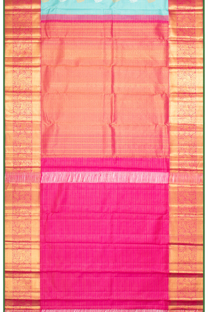 Kanchipuram Silk Checks And Butta Sky Blue Saree