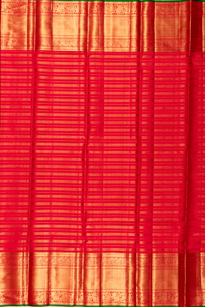 Kanchipuram Silk Checks and Butta Green Saree