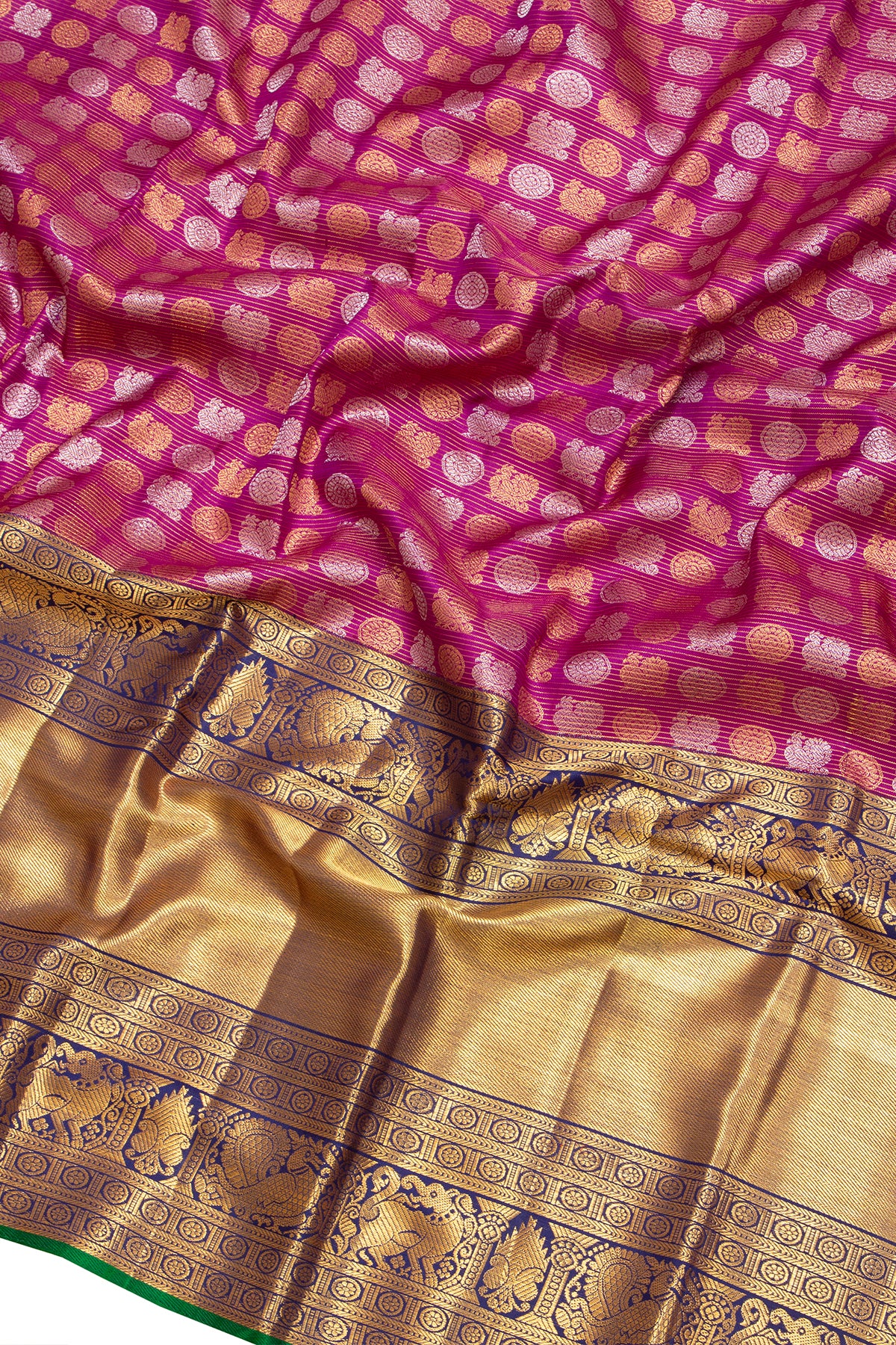 Kanchipuram Silk Horizontal Lines And Butta Purple Saree