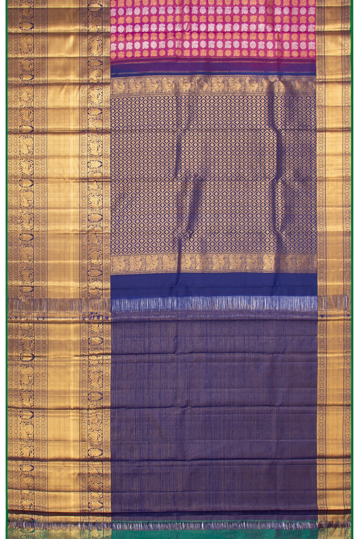 Kanchipuram Silk Horizontal Lines And Butta Purple Saree