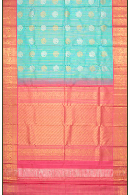 Kanchipuram Silk Checks And Butta Sky Blue Saree