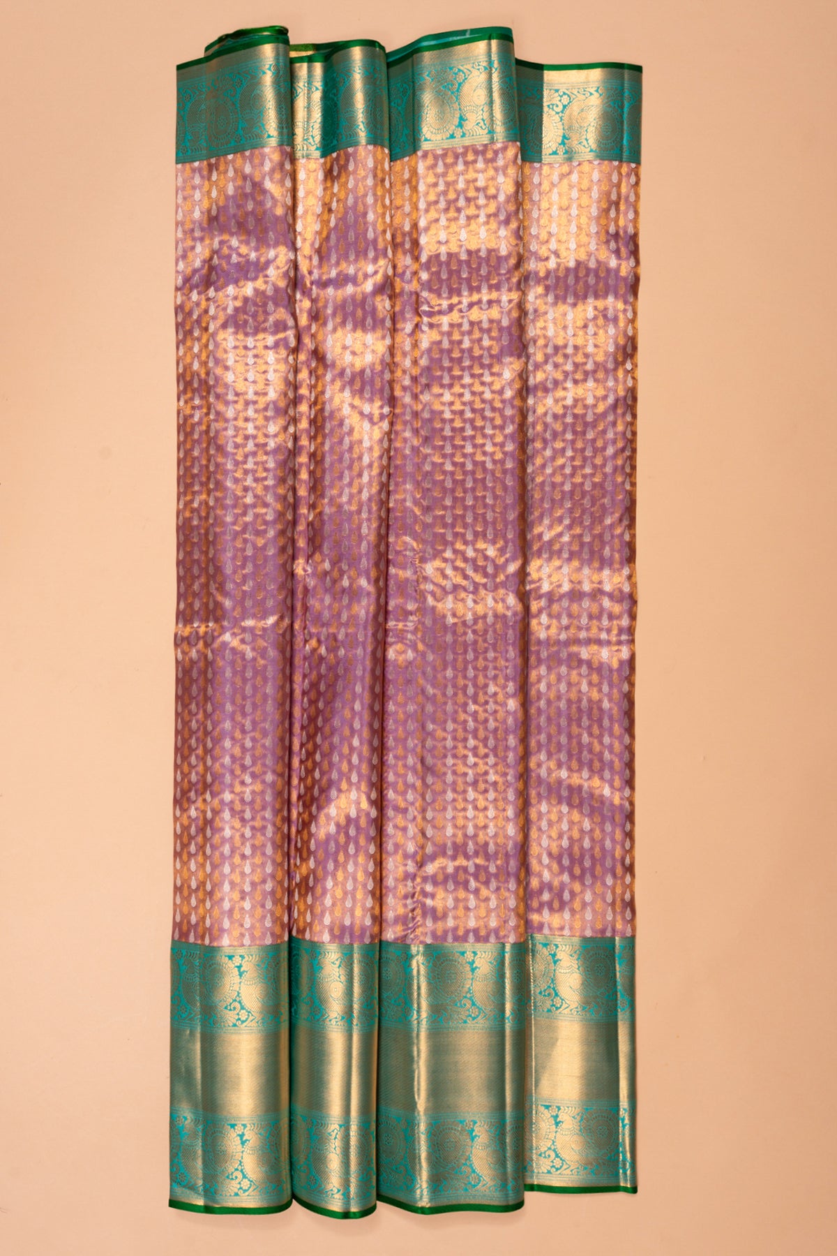 Kanchipuram Silk Tissue Brocade Lavender Saree