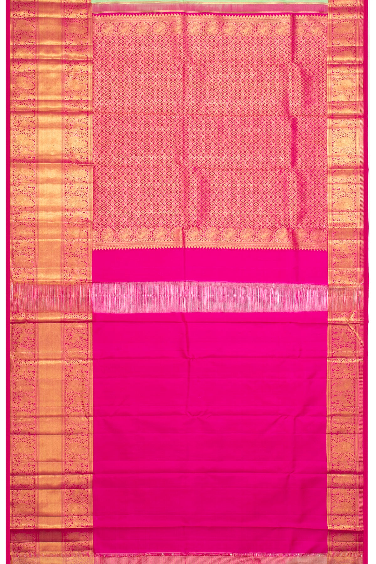 Kanchipuram Silk Checks And Butta Pista Green Saree