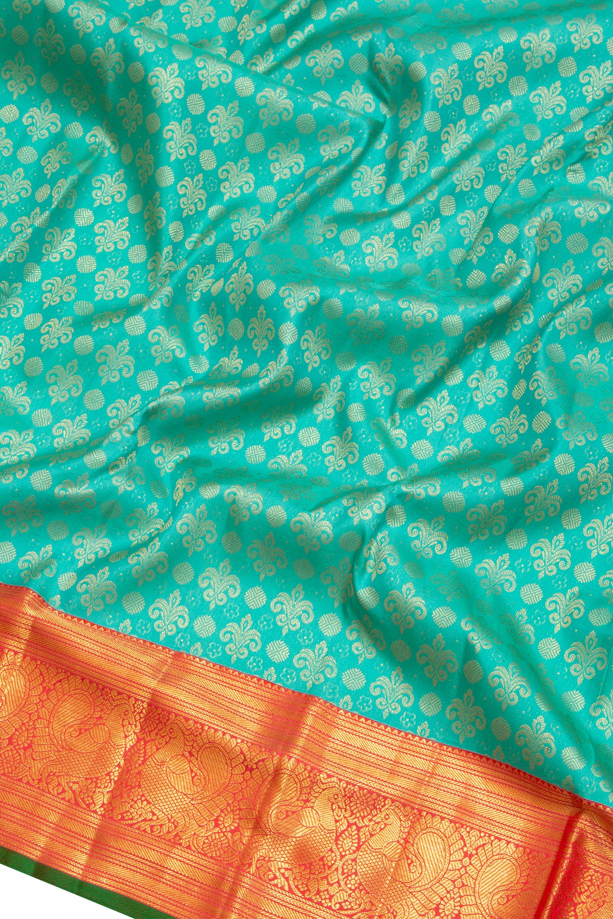 Kanchipuram Silk Brocade Sea Green Saree