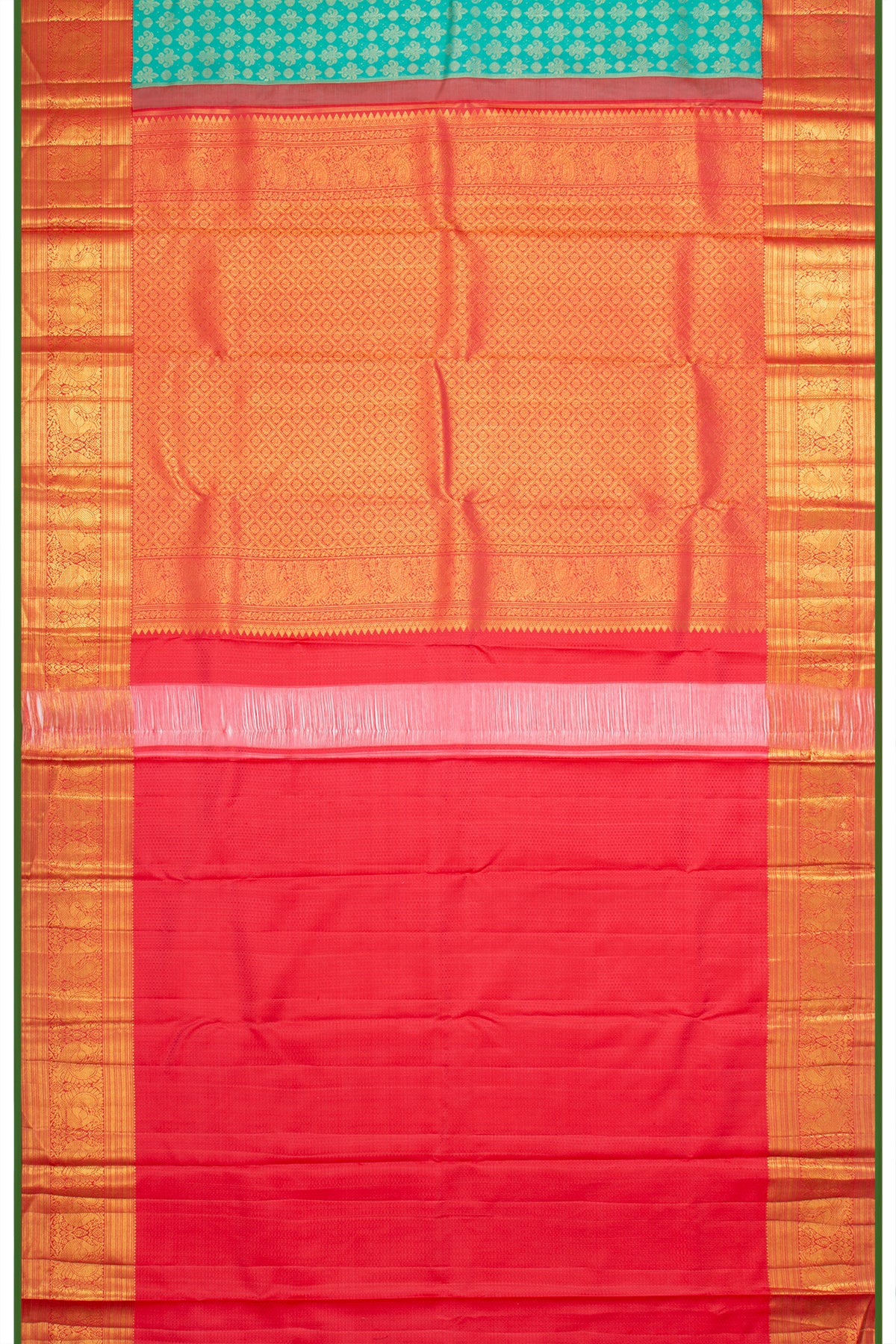 Kanchipuram Silk Brocade Sea Green Saree