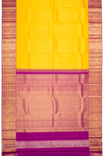 Kanchipuram Silk Brocade Yellow Saree