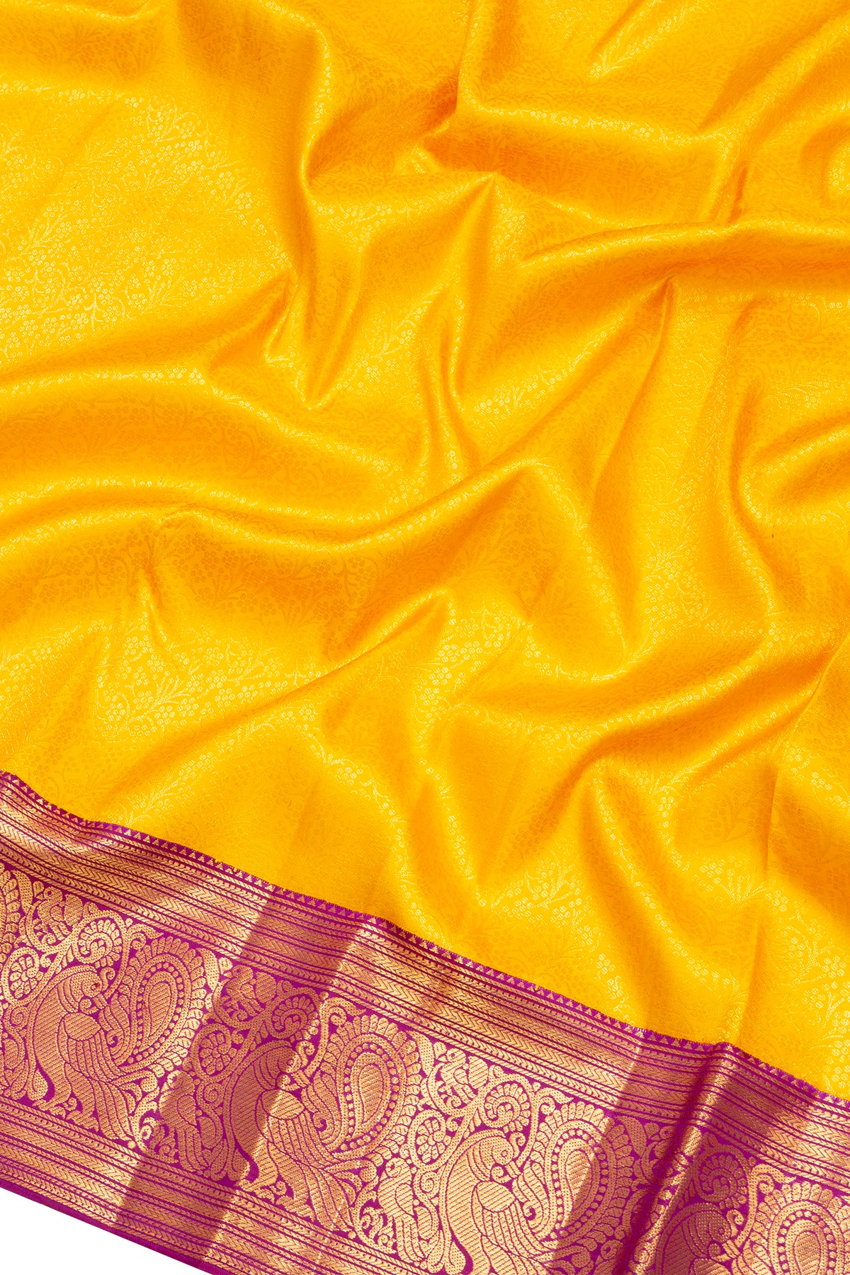 Kanchipuram Silk Brocade Yellow Saree