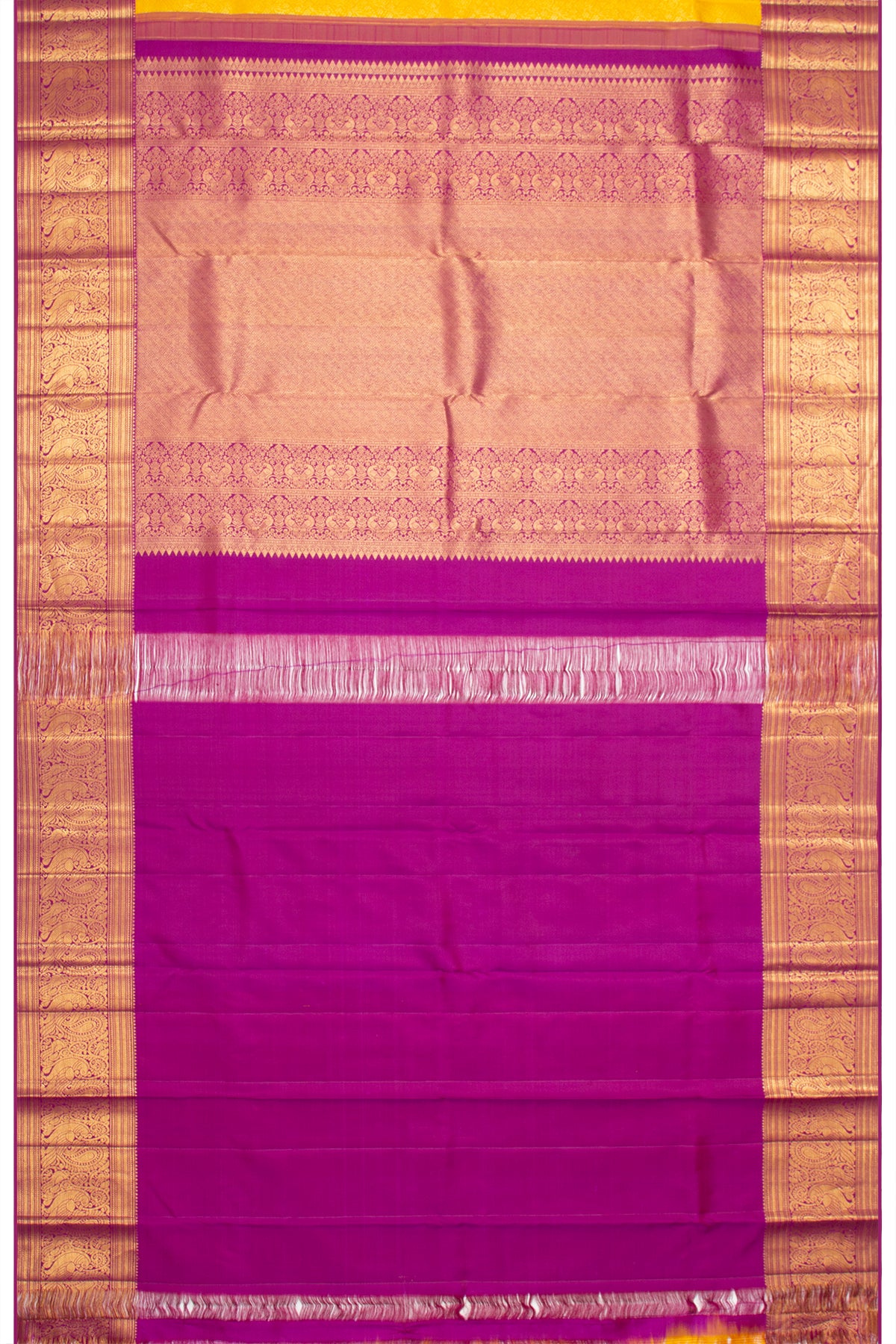 Kanchipuram Silk Brocade Yellow Saree