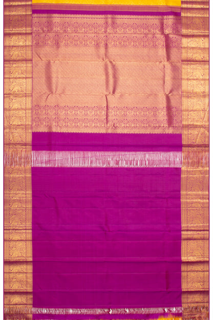 Kanchipuram Silk Brocade Yellow Saree