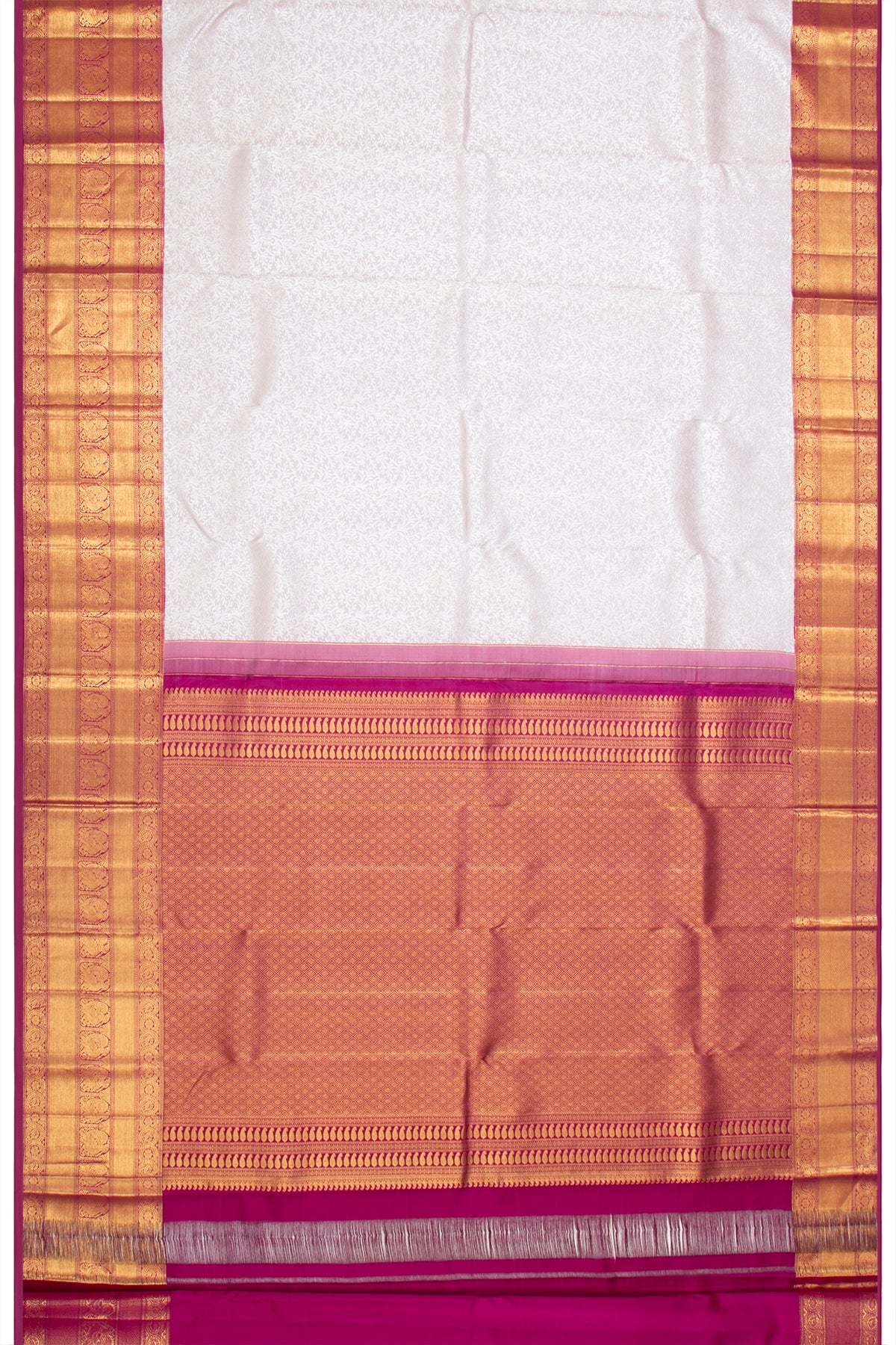 Kanchipuram Silk Brocade White Saree