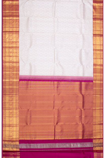 Kanchipuram Silk Brocade White Saree