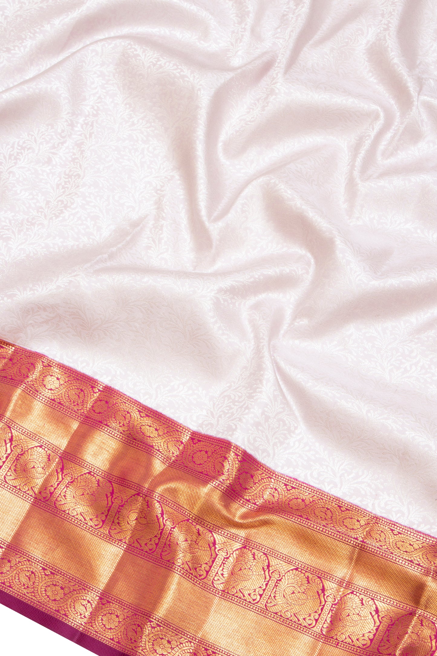 Kanchipuram Silk Brocade White Saree