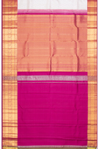 Kanchipuram Silk Brocade White Saree