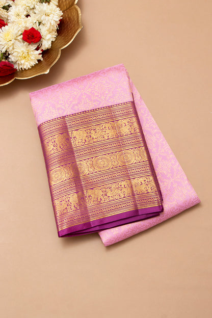 Kanchipuram Silk Brocade Lavender Saree
