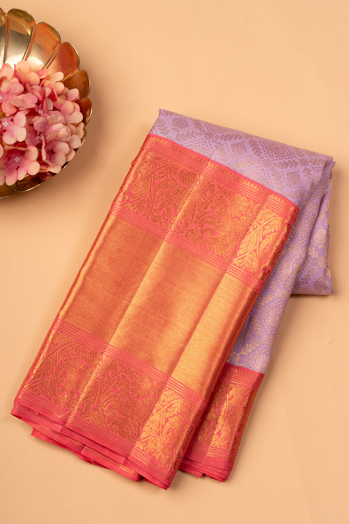 Kanchipuram Silk Brocade Lavender Saree