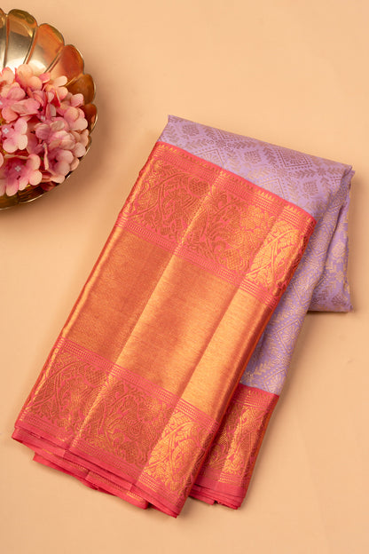 Kanchipuram Silk Brocade Lavender Saree