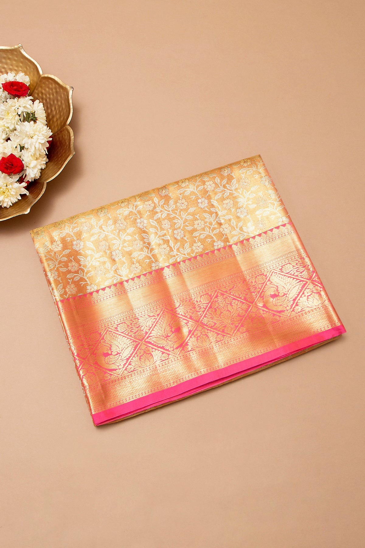 Taranga Kanchi Silk Tissue Brocade Orange Saree