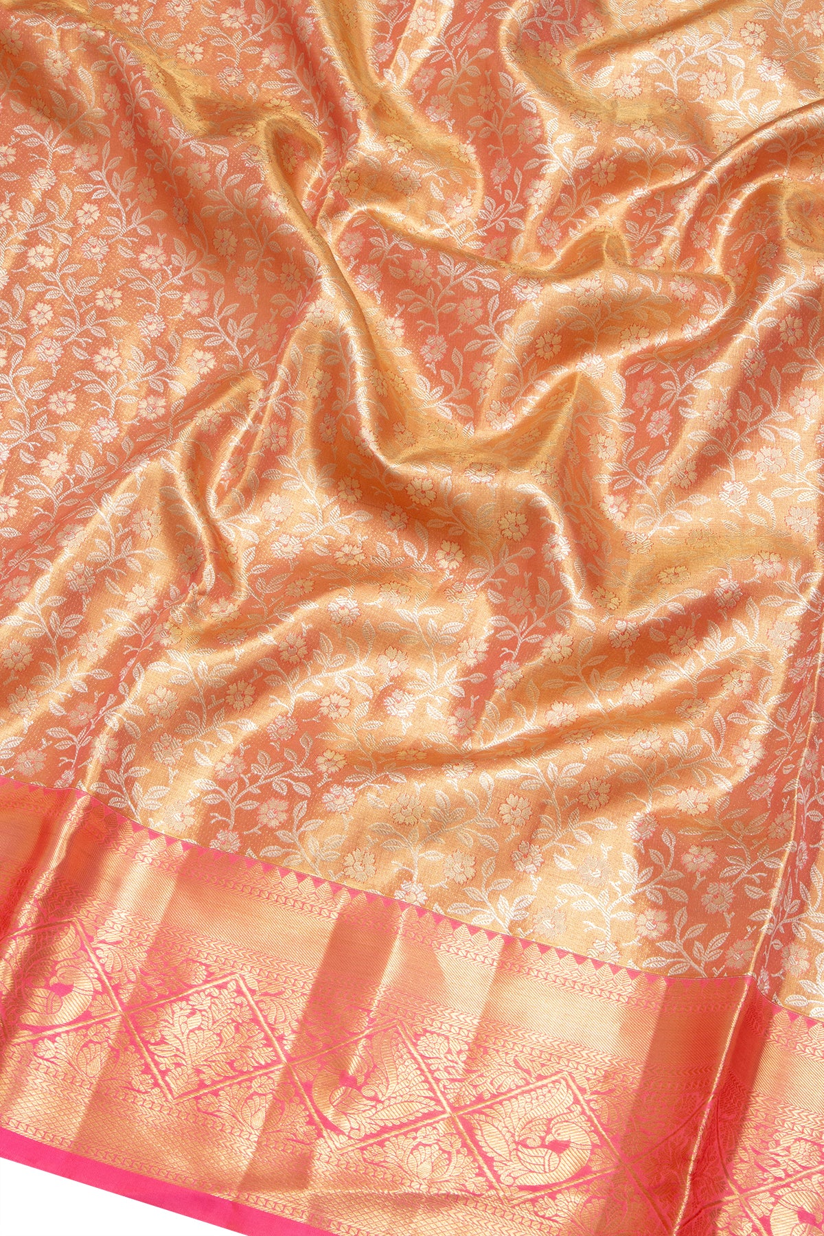 Taranga Kanchi Silk Tissue Brocade Orange Saree
