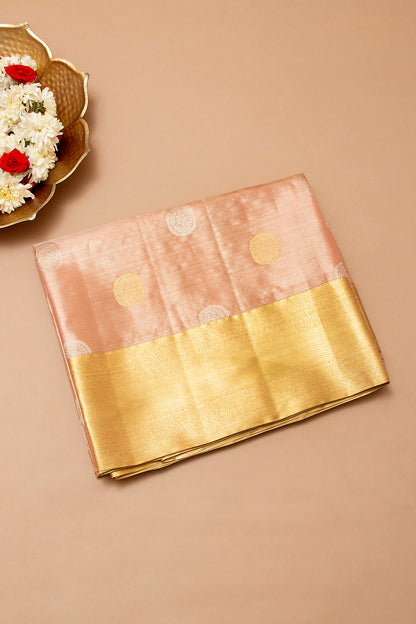 Taranga Kanchi Silk Tissue Butta Peach Saree