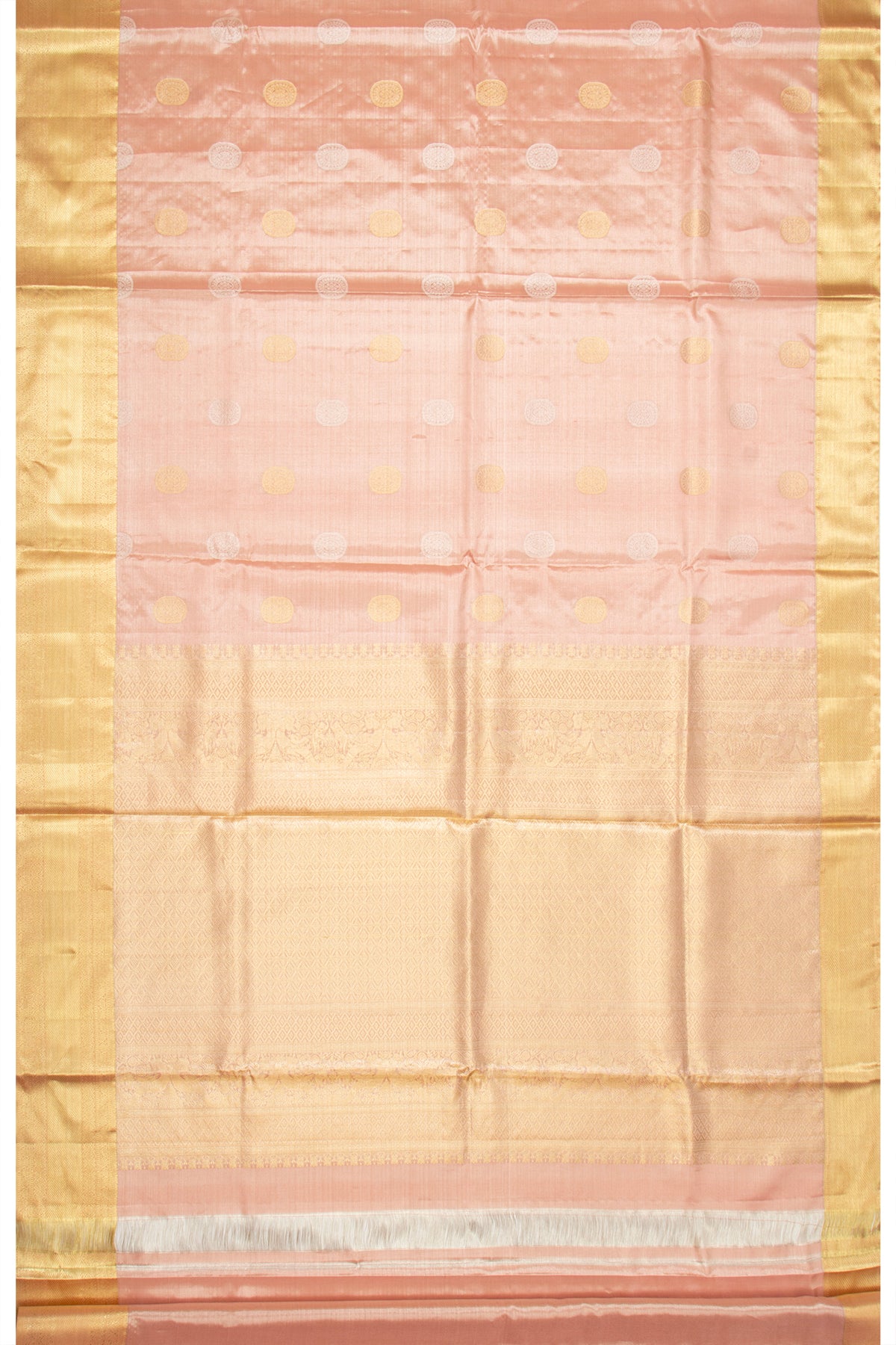 Taranga Kanchi Silk Tissue Butta Peach Saree