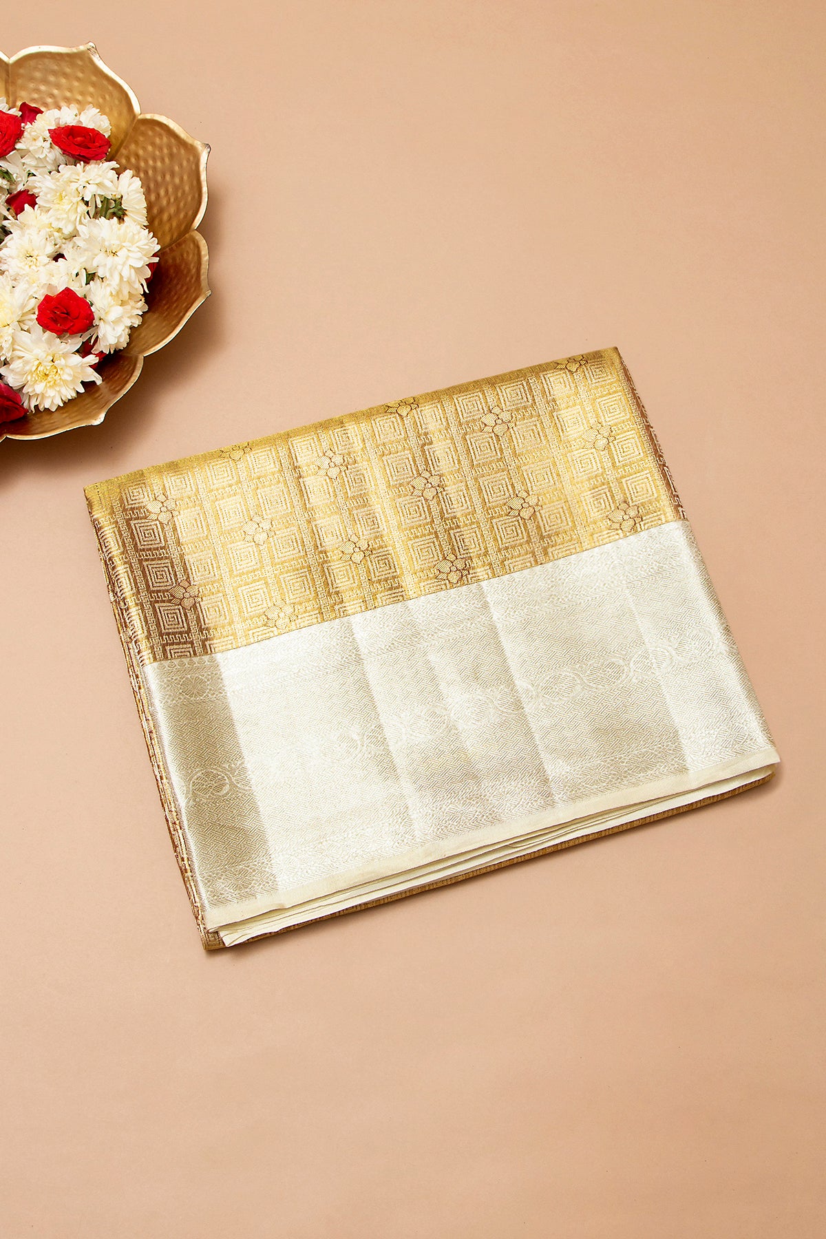 Taranga Kanchi Silk Tissue Brocade Gold Saree
