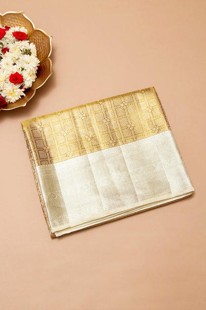 Taranga Kanchi Silk Tissue Brocade Gold Saree