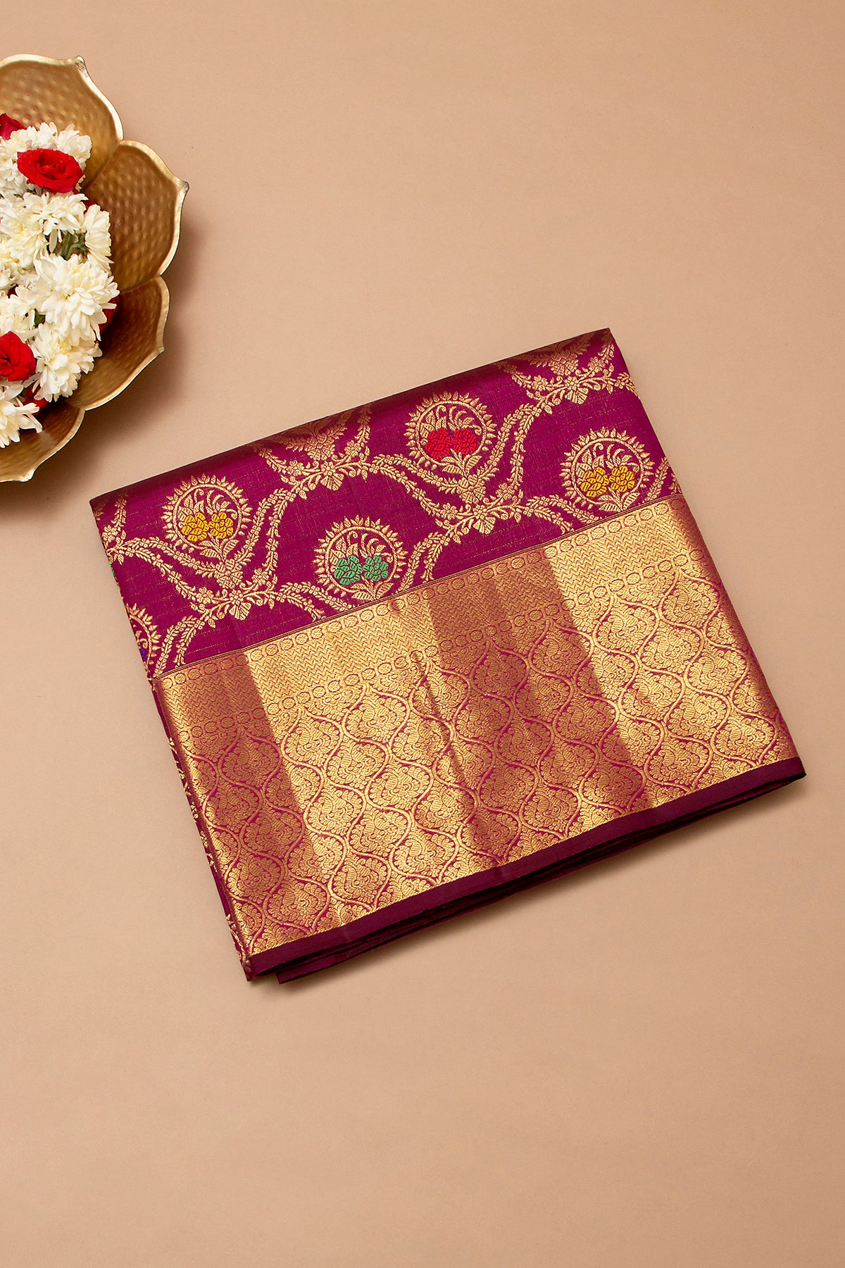 Kanchipuram Silk Brocade Purple Saree