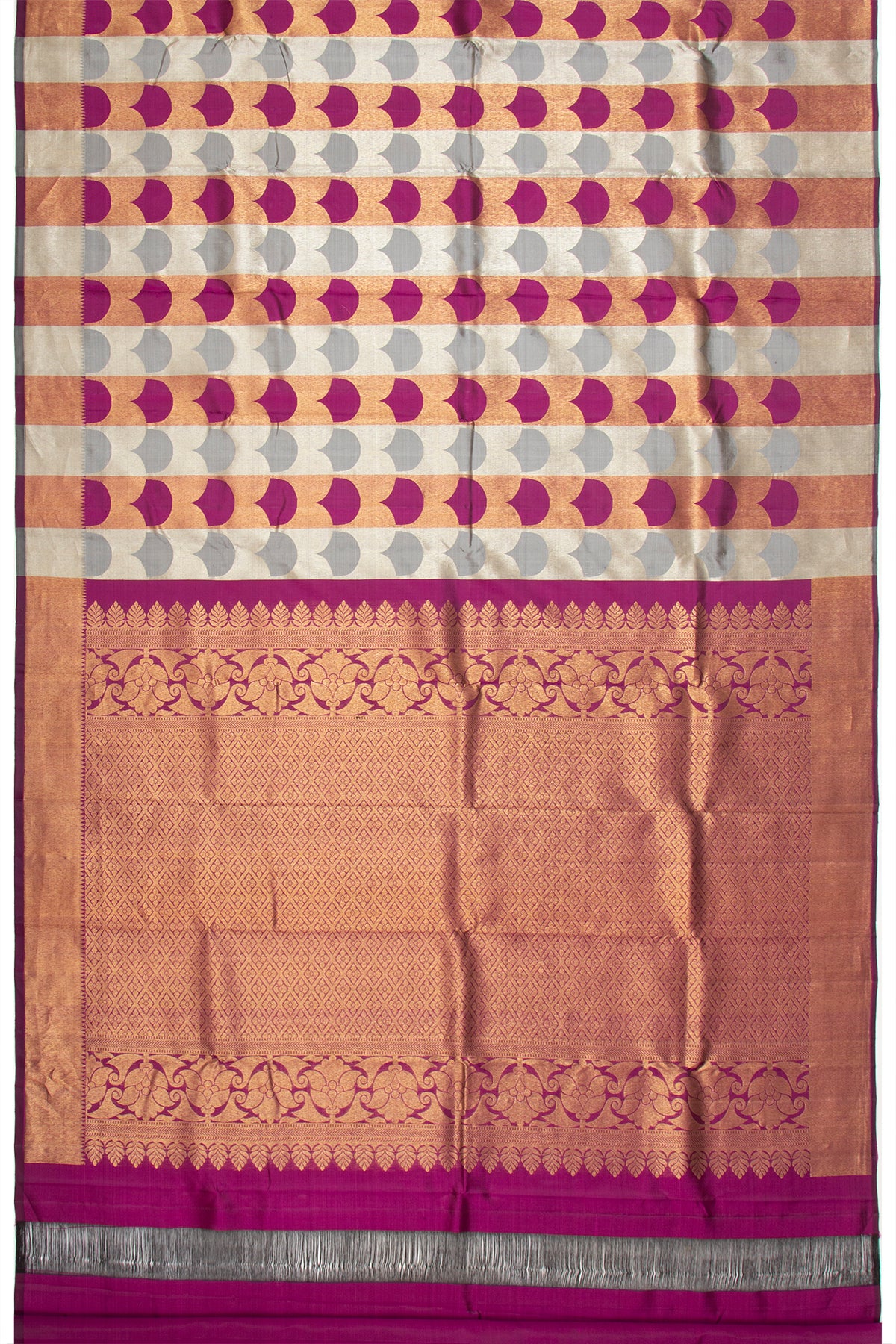 Kanchipuram Silk Tissue Brocade Grey And Purple Saree