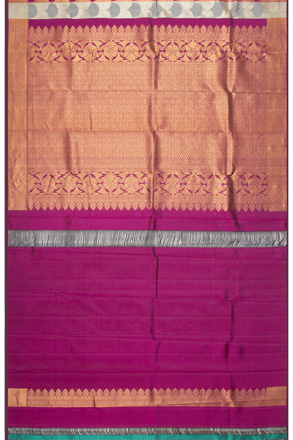 Kanchipuram Silk Tissue Brocade Grey And Purple Saree