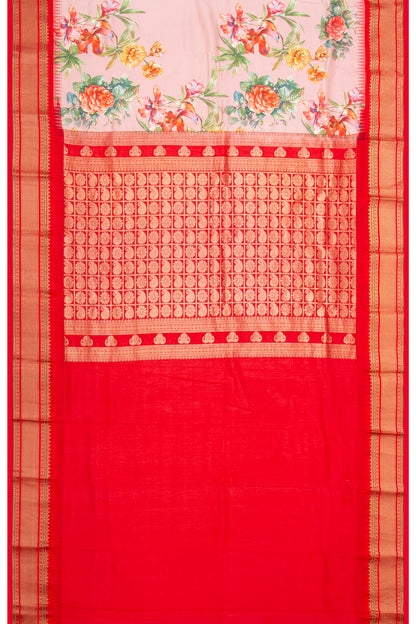 Taranga Kanchi Silk Floral Printed Baby Pink Saree