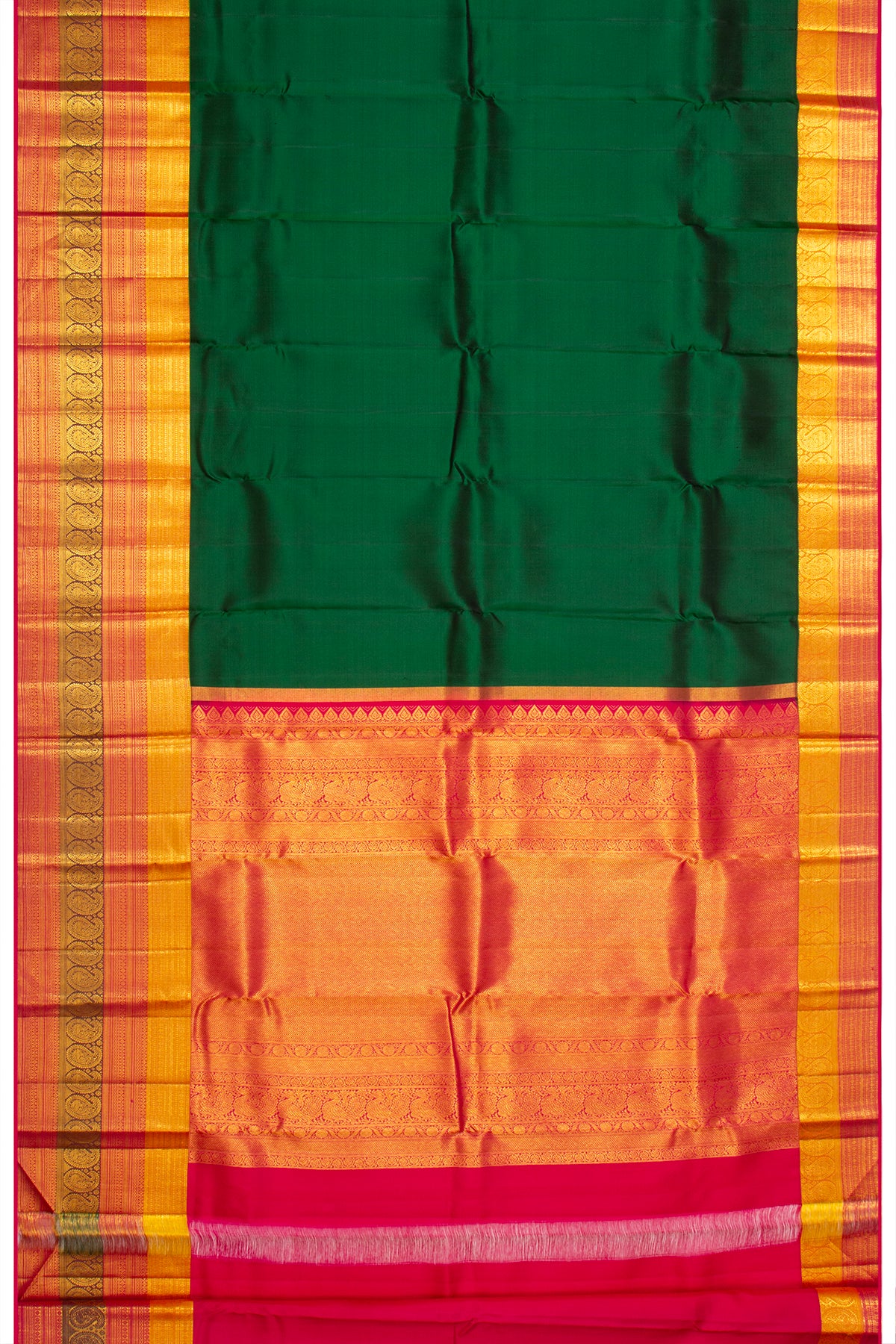 Kanchipuram Silk Butta Dark Green Saree