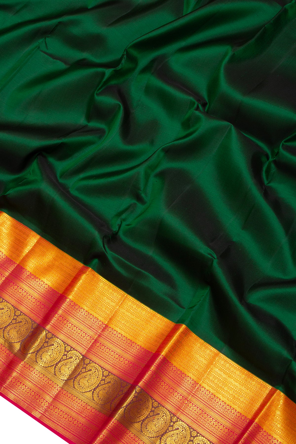 Kanchipuram Silk Butta Dark Green Saree