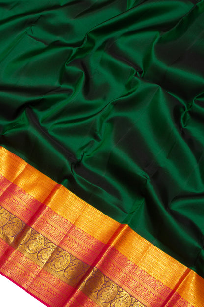 Kanchipuram Silk Butta Dark Green Saree