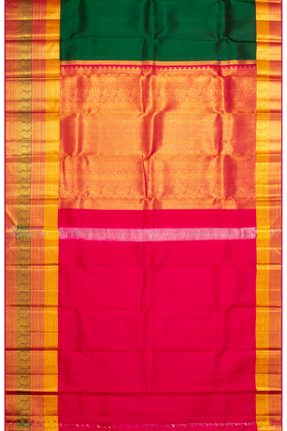 Kanchipuram Silk Butta Dark Green Saree