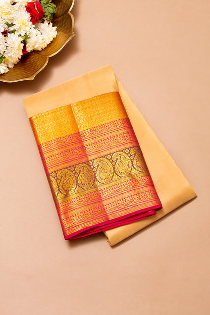 Kanchipuram Silk Plain Cream Saree