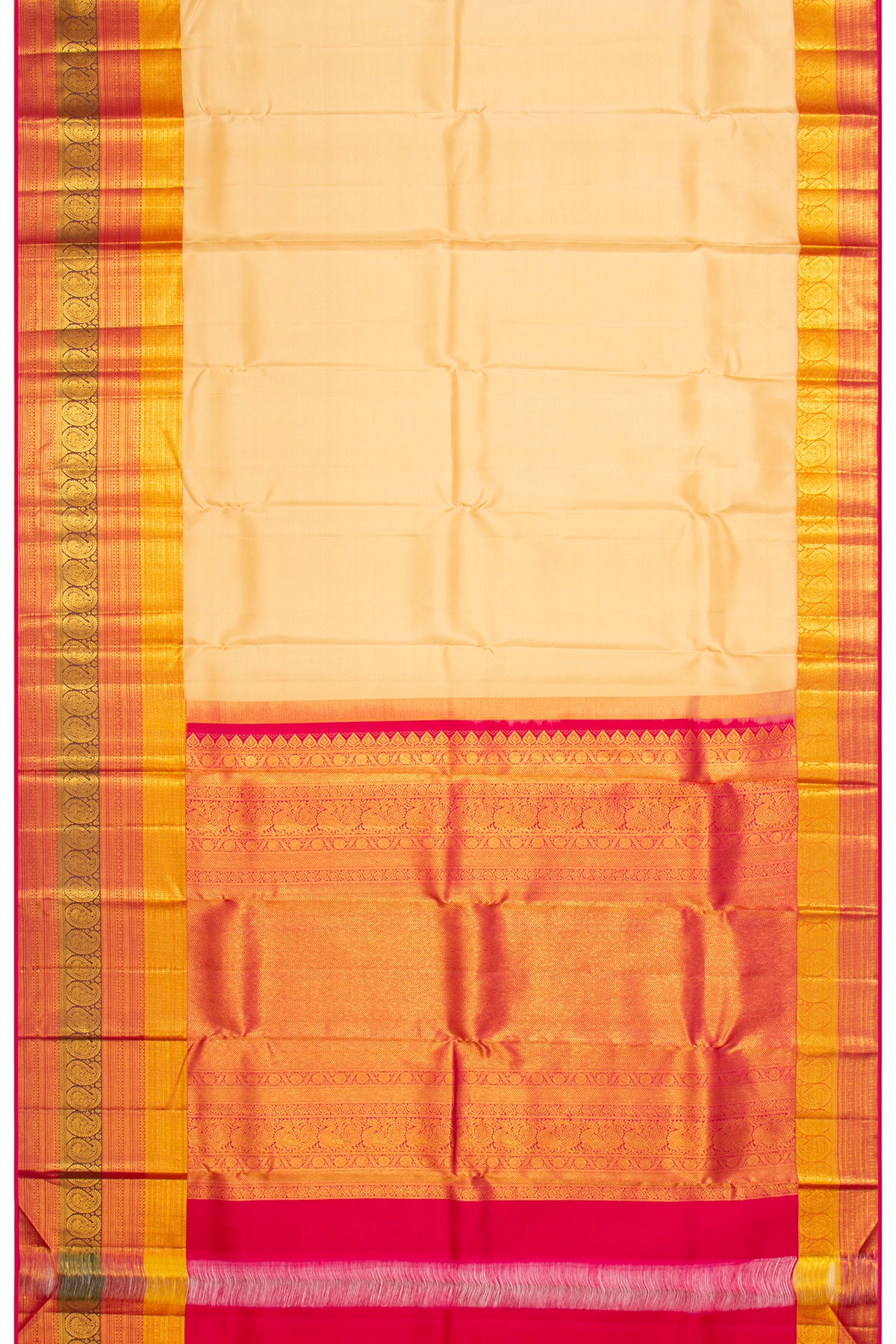 Kanchipuram Silk Plain Cream Saree