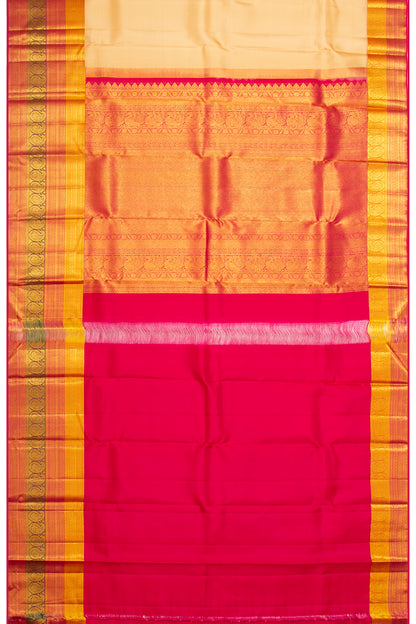 Kanchipuram Silk Plain Cream Saree