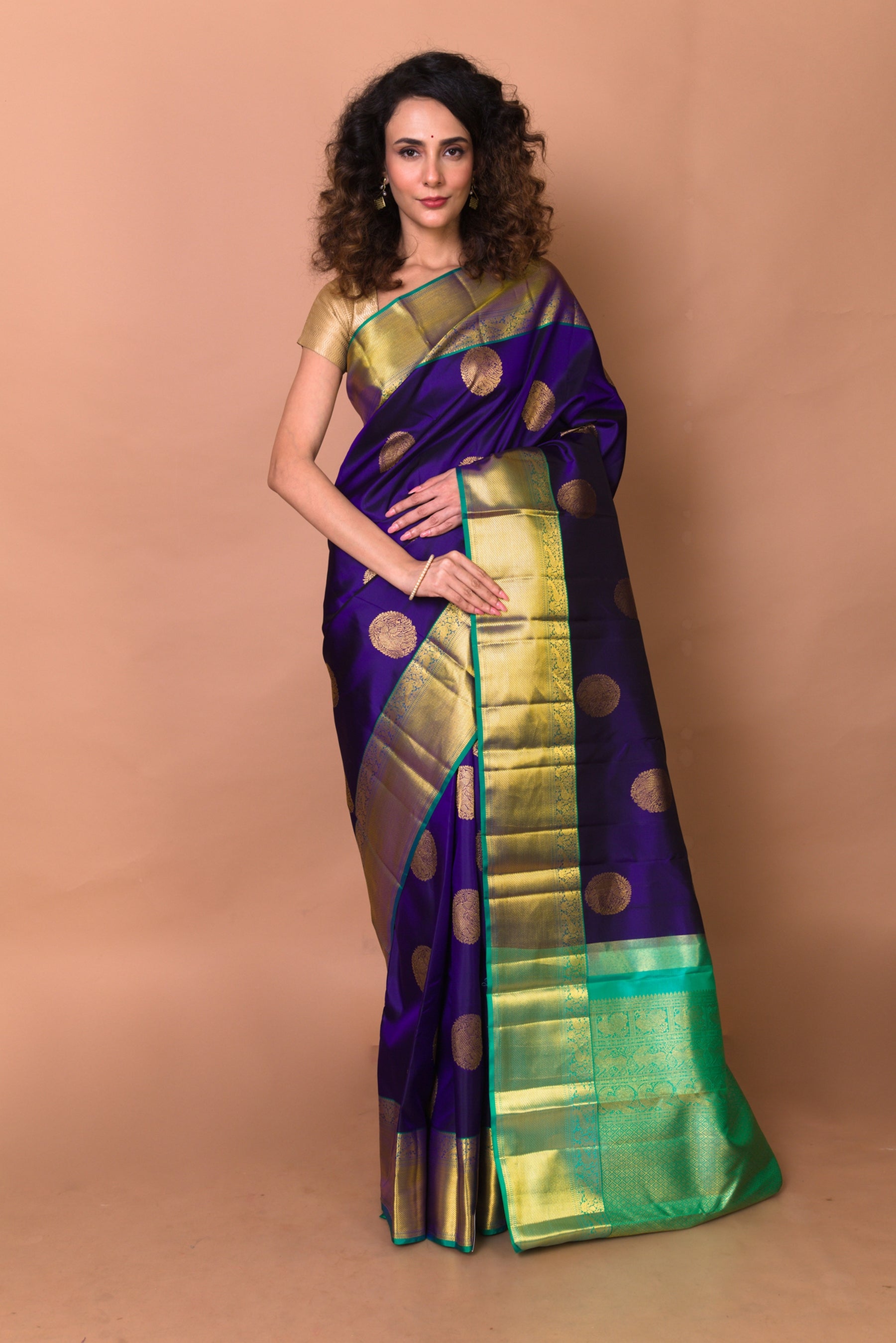 Kanchipuram Silk Butta Violet Saree