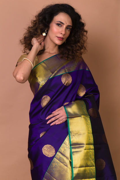 Kanchipuram Silk Butta Violet Saree
