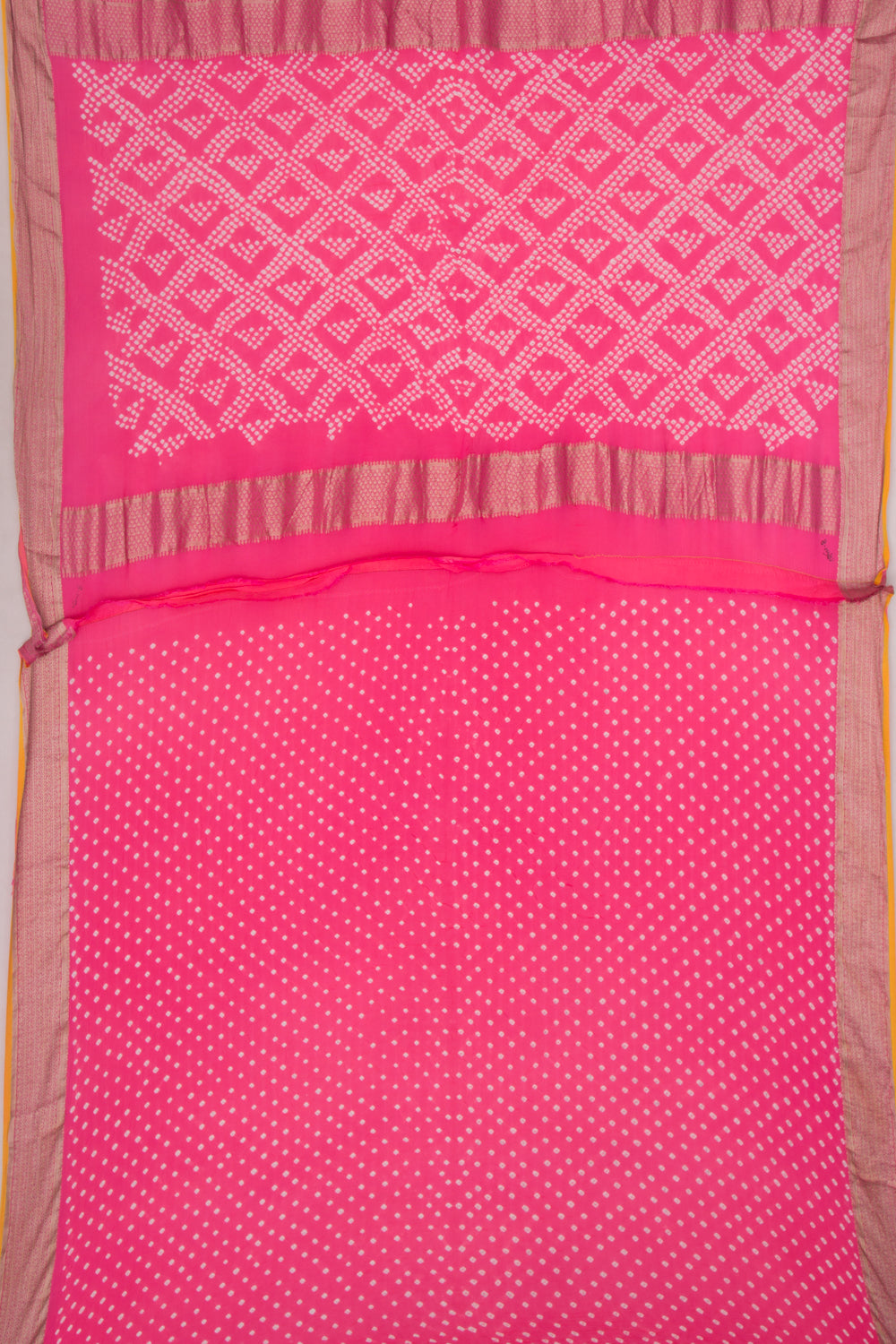 Banarasi Georgette Brocade Pink Saree With Bandhani Pallu