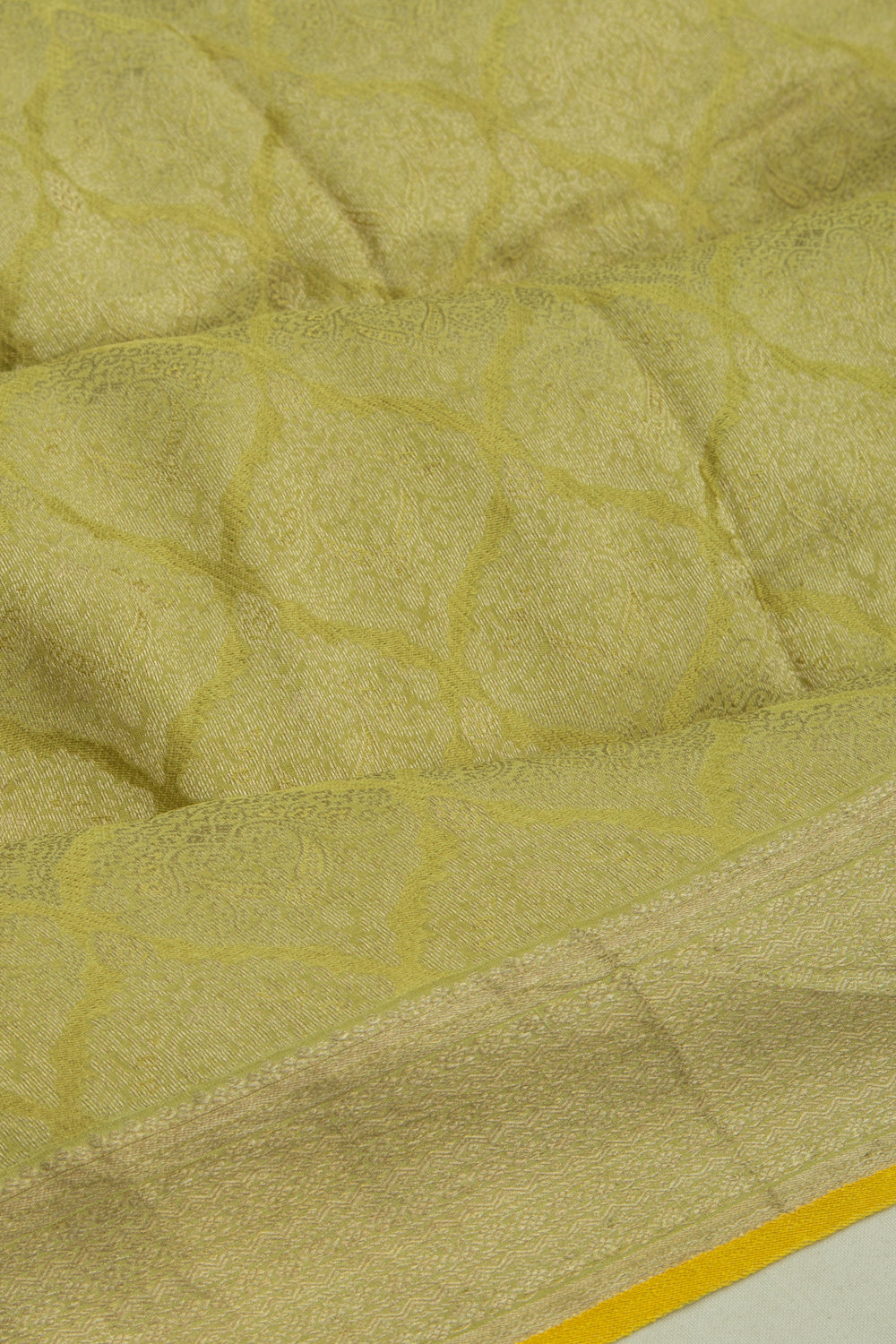 Banarasi Georgette Brocade Mehandi Green Saree With Bandhani Pallu