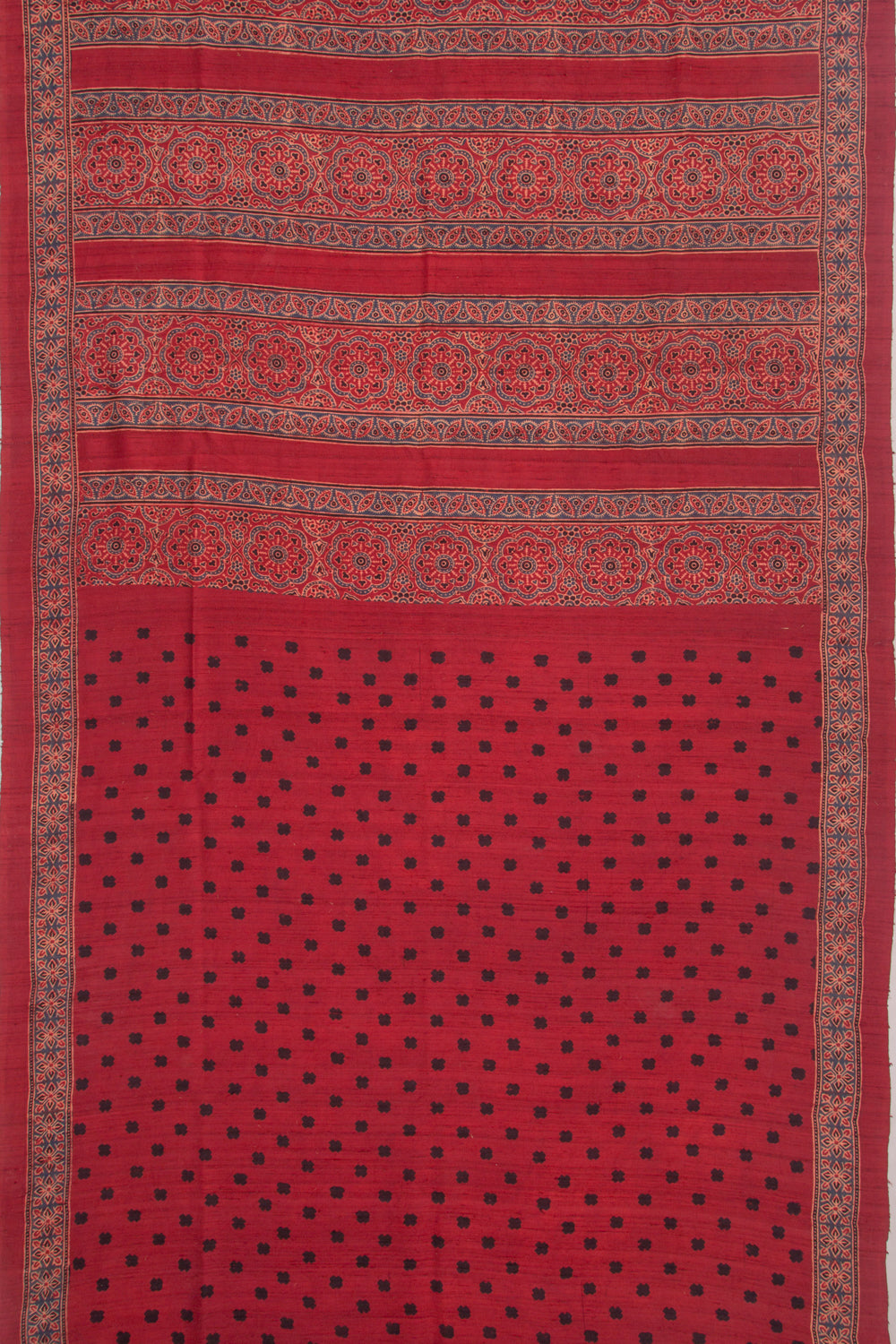 Tussar Floral Block Printed Maroon Saree
