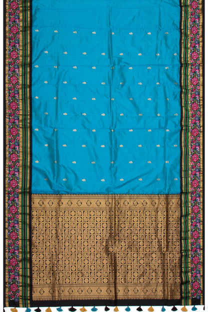 Taranga Kanchi Silk Butta Sky Blue Saree With Embroidery Border