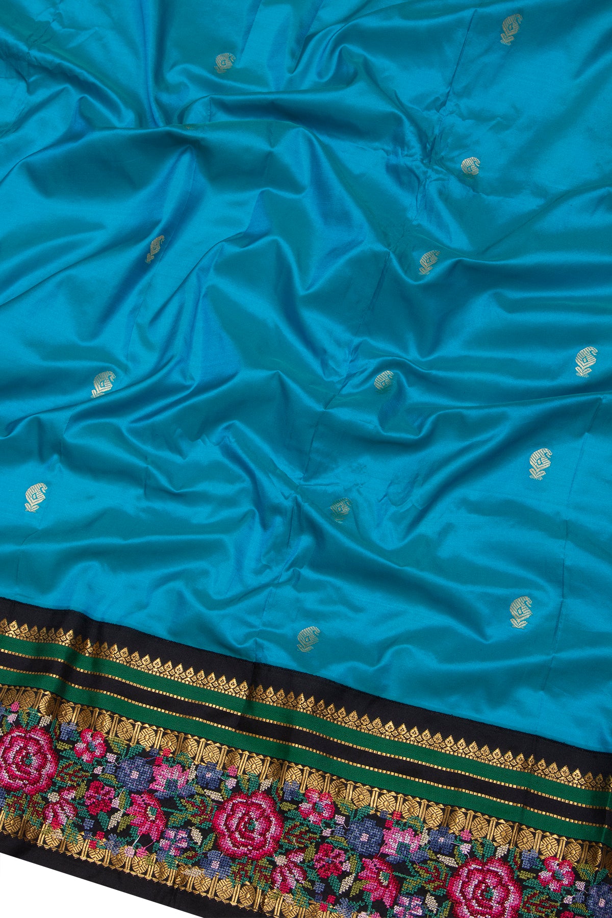 Taranga Kanchi Silk Butta Sky Blue Saree With Embroidery Border