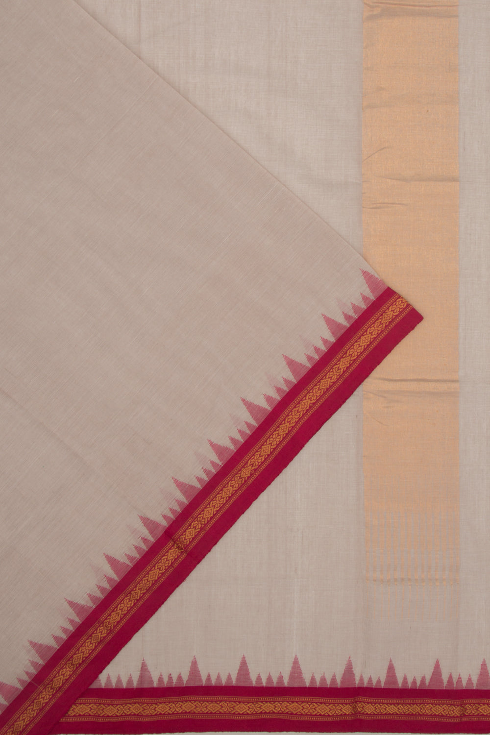 Ponduru Handspun Cotton Plain Pastel Brown Saree