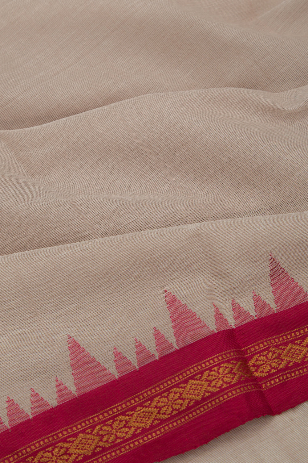 Ponduru Handspun Cotton Plain Pastel Brown Saree