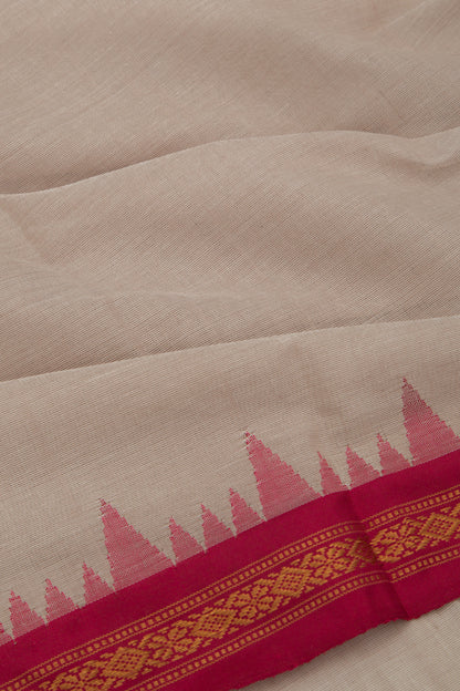 Ponduru Handspun Cotton Plain Pastel Brown Saree
