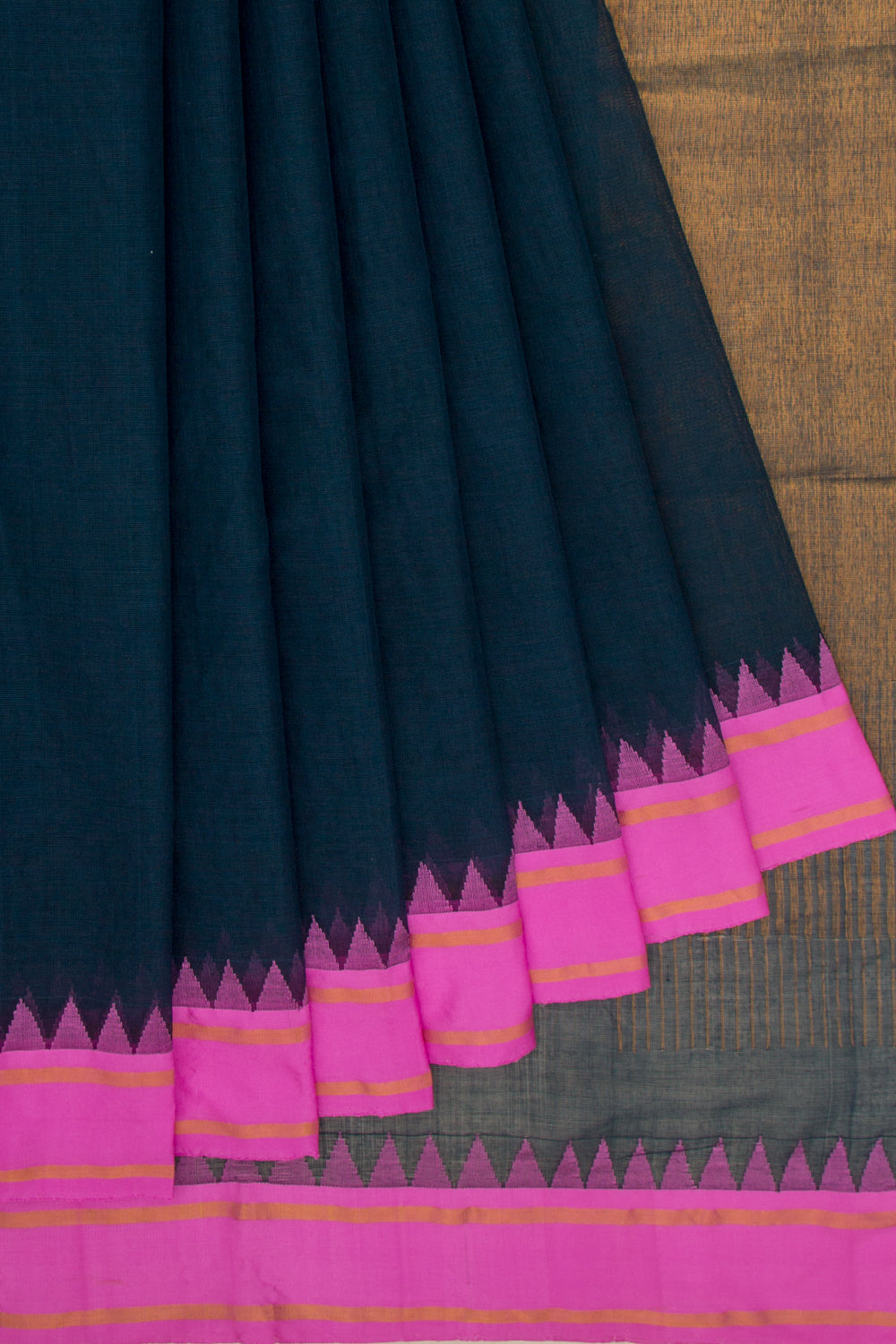 Ponduru Handspun Cotton Jamdani Dark Blue Saree